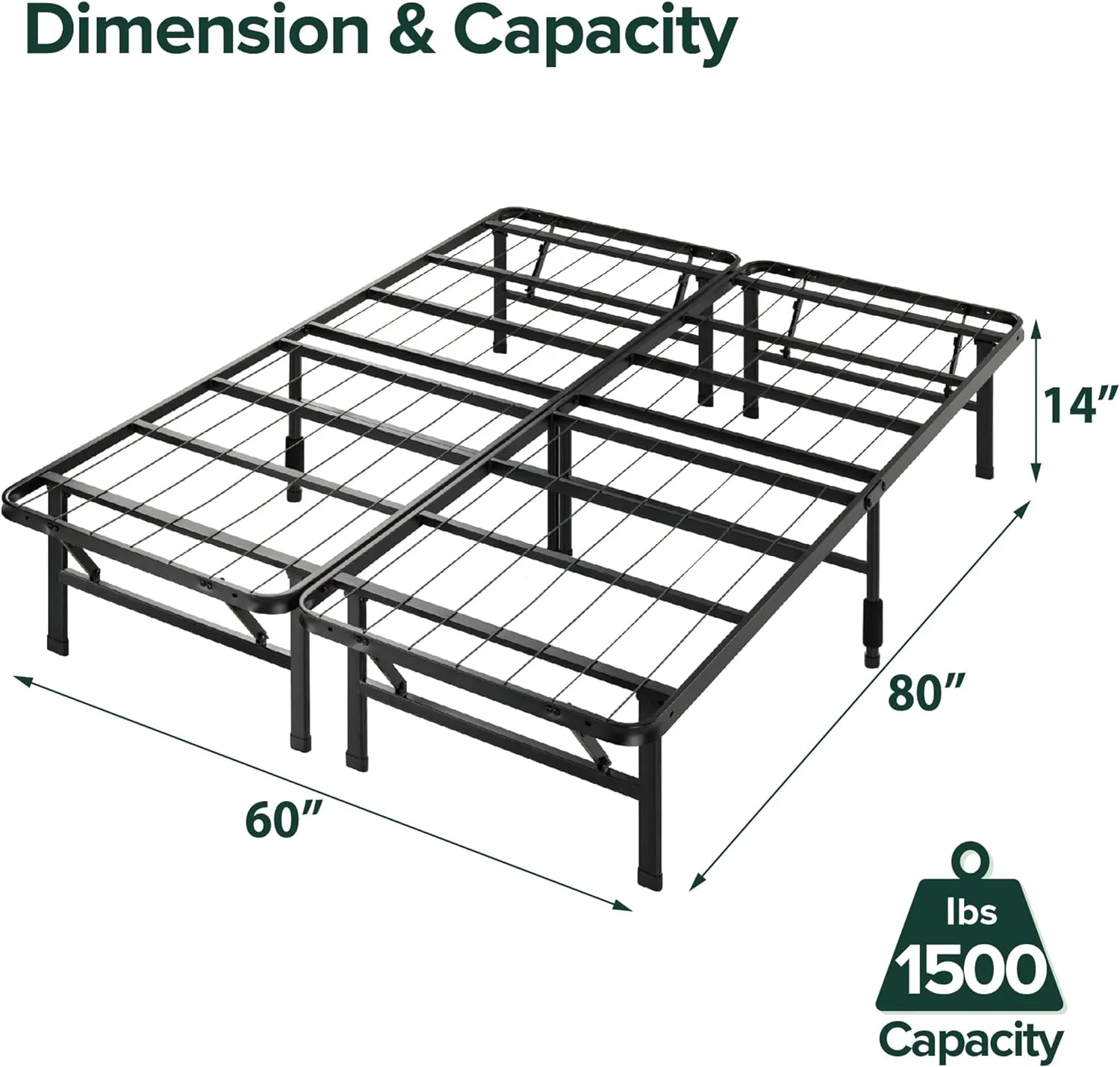 ZINUS SmartBase Tool-Free Assembly Mattress Foundation, 14 Inch Metal Platform Bed Frame, No Box Spring Needed, Sturdy Steel Frame, Underbed Storage, Queen
