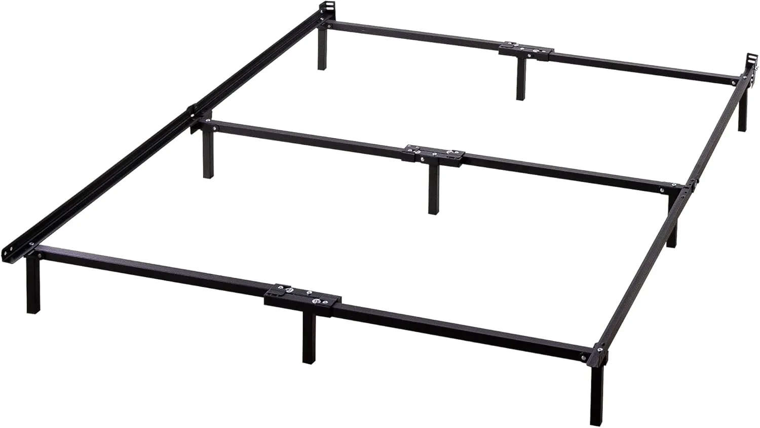 Zinus Upholstered Metal and Wood Box Spring / 4 Inch Mattress Foundation & Compack Metal 7 Inch Support Bed Frame for Box Spring and Mattress Set, Black, King