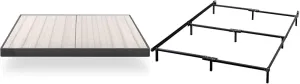 Zinus Upholstered Metal and Wood Box Spring / 4 Inch Mattress Foundation & Compack Metal 7 Inch Support Bed Frame for Box Spring and Mattress Set, Black, King