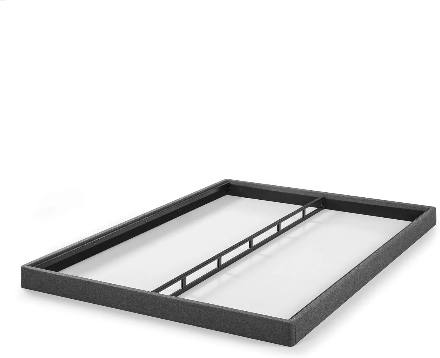 Zinus Upholstered Metal and Wood Box Spring / 4 Inch Mattress Foundation & Compack Metal 7 Inch Support Bed Frame for Box Spring and Mattress Set, Black, King