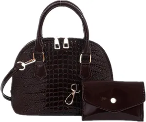 Zip-Around Classic Dome Satchel Bags for Women Crossbody Purse Crocodile Pattern Faux Leather Purse Crossbody Shoulder Bag