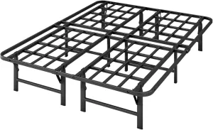 ZIYOO Heavy Duty Folding Bed Frame Queen Size, 14" High Sturdy Steel Slats Support for Mattress, Metal Platform Bed Frame Queen Size, No Box Spring Needed, Quick Assembly, Noise Free, Black