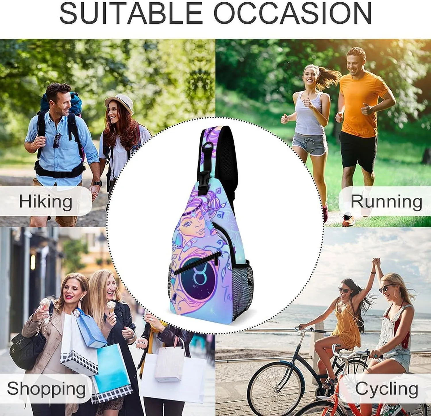 Zodiac-sign-virgo Sling Bag Crossbody Chest Bag Shoulder Bag For Travel Hiking Cycling Camping