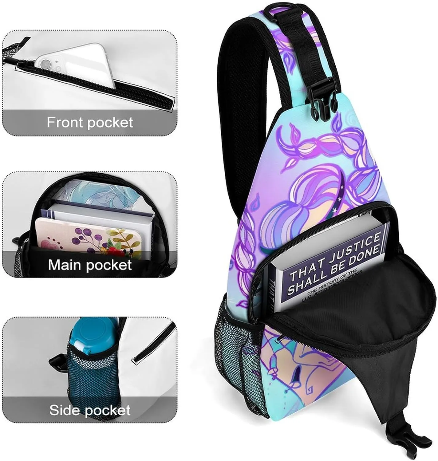 Zodiac-sign-virgo Sling Bag Crossbody Chest Bag Shoulder Bag For Travel Hiking Cycling Camping