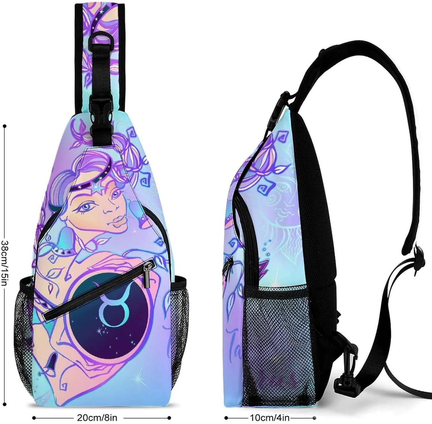 Zodiac-sign-virgo Sling Bag Crossbody Chest Bag Shoulder Bag For Travel Hiking Cycling Camping