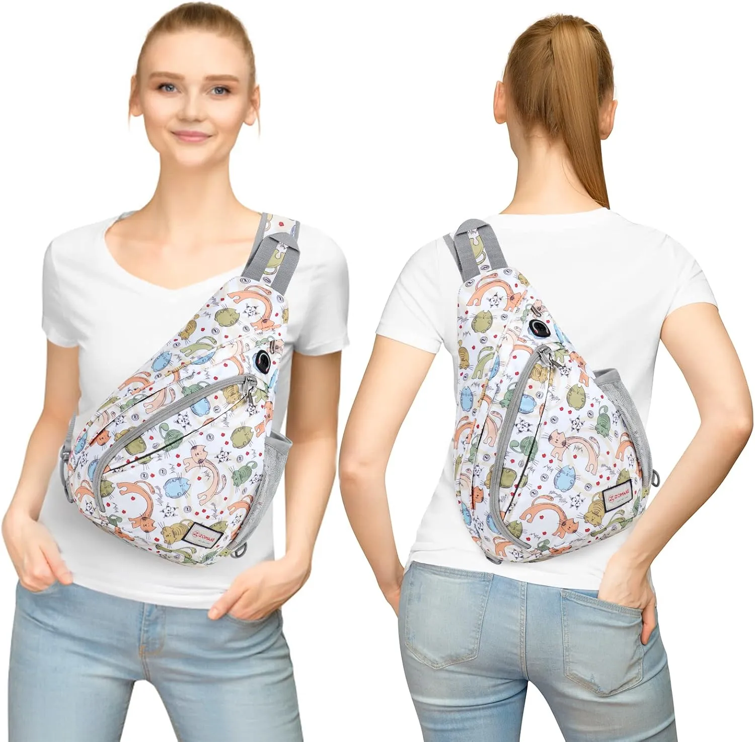 ZOMAKE Sling Bag for Women Men, Small Crossbody Sling Backpack, Mini Water Resistant Shoulder Bag