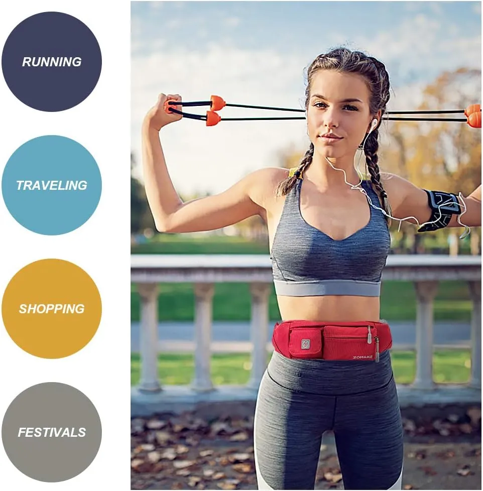 ZOMAKE Small Crossbody Fanny Pack for Women Men, Runner Belt Bag with Adjustable Strap, Water Resistant Waist Bag for Running