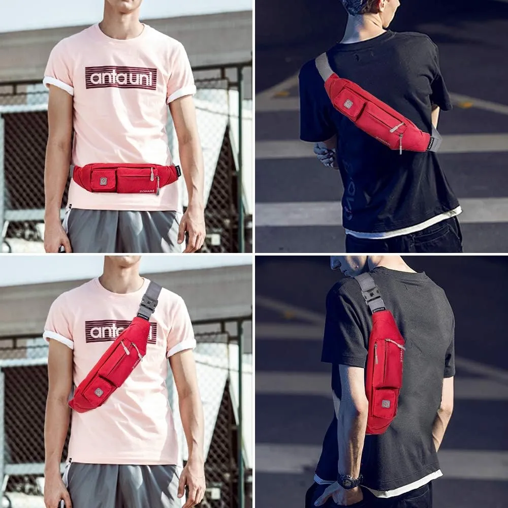 ZOMAKE Small Crossbody Fanny Pack for Women Men, Runner Belt Bag with Adjustable Strap, Water Resistant Waist Bag for Running