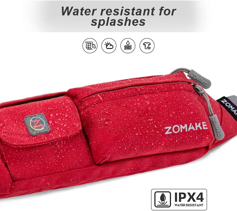 ZOMAKE Small Crossbody Fanny Pack for Women Men, Runner Belt Bag with Adjustable Strap, Water Resistant Waist Bag for Running