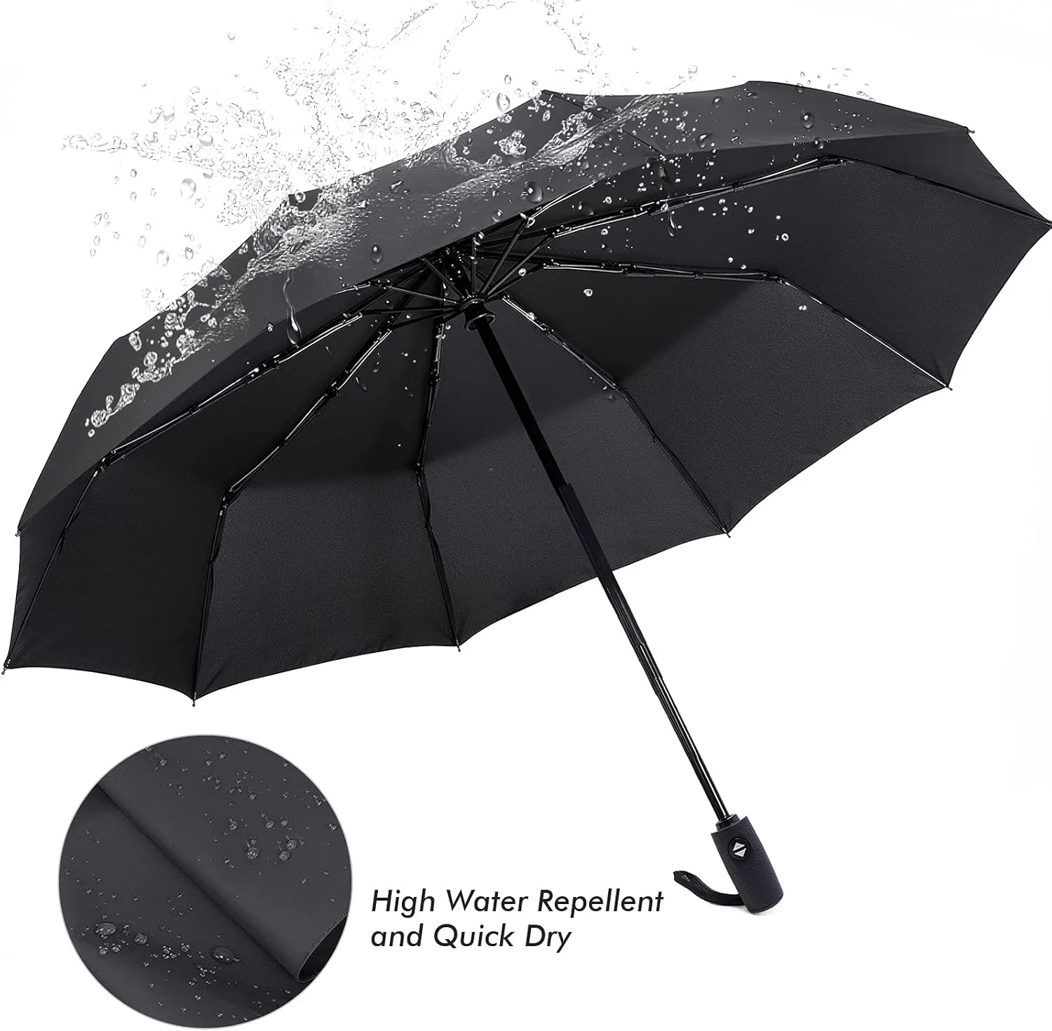 ZOMAKE Travel Umbrella Compact - 10 Ribs Portable Collapsible Umbrellas for Rain Windproof - Paraguas Automatic Small Folding Umbrella Lightweight Packable Umbrella for Women Men