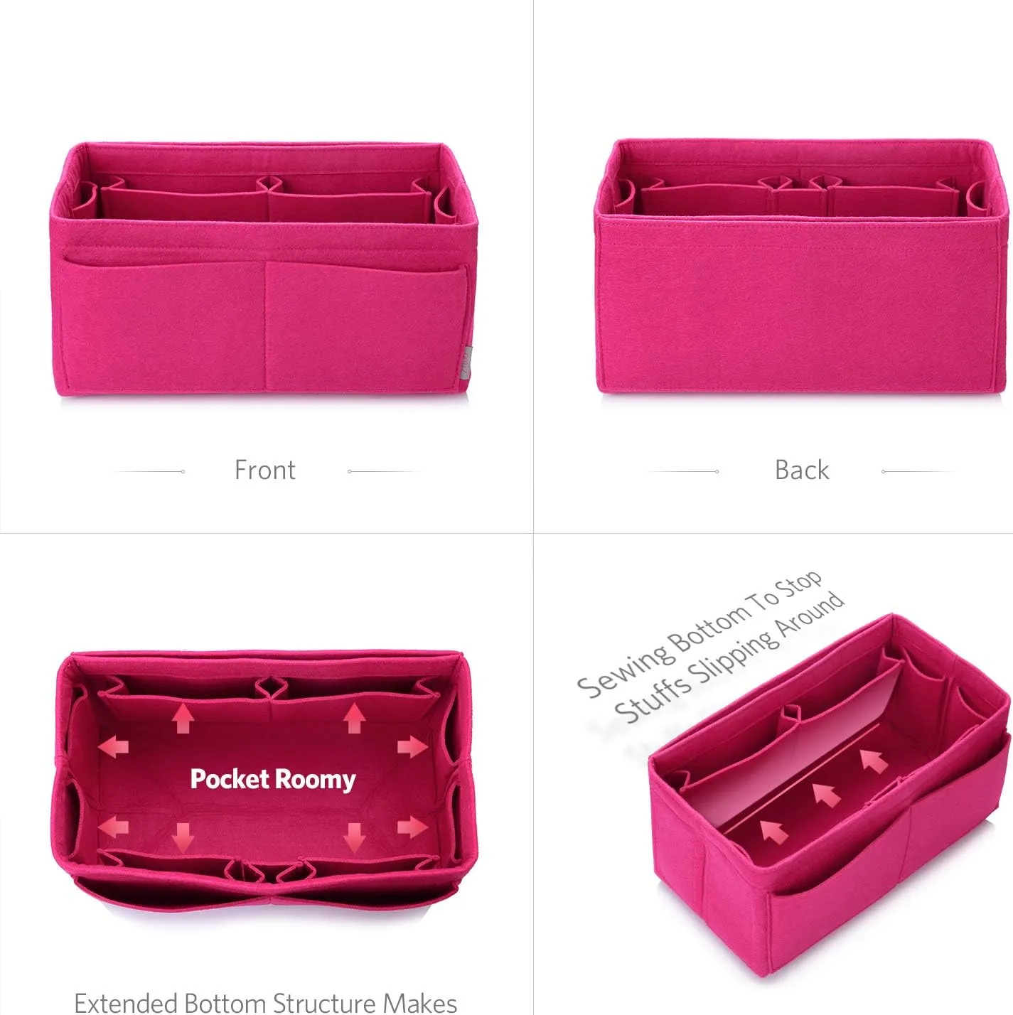 ZTUJO Felt Purse Organizer, Multi Pocket Bag in Bag Organizer For Tote & Handbag Shaper, Speedy 30, Speedy 35 and Speedy 40