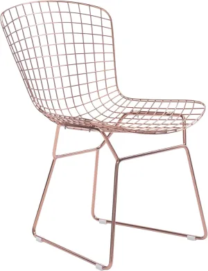Zuo Modern Wire Slim Profile Solid Steel Frame Dining Chairs, 21.3"W x 31.7"H x 23"L Overall Dimensions Set of 2, Rose Gold